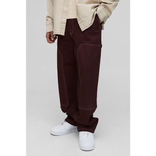 Pantalon charpentier large à coutures contrastantes - 28 - Boohooman - Modalova