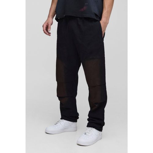 Pantalon charpentier droit délavé à taille élastiquée - S - Boohooman - Modalova