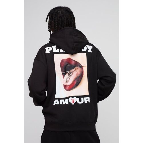 Sweat à capuche oversize à imprimé Playboy Amour homme - S - Boohooman - Modalova