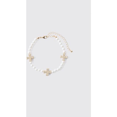 Bracelet perlé à pendentifs strassés - ONE SIZE - Boohooman - Modalova
