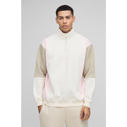 Sweat oversize color block à col montant - MAN - S - Boohooman - Modalova