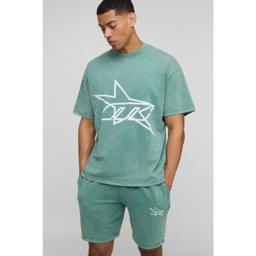 Ensemble oversize délavé à imprimé étoile - S - Boohooman - Modalova