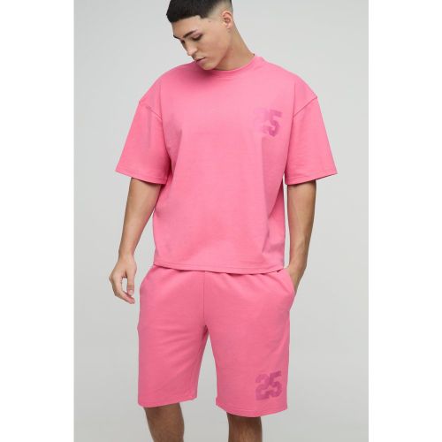 Ensemble oversize universitaire imprimé avec t-shirt et short homme - S - Boohooman - Modalova