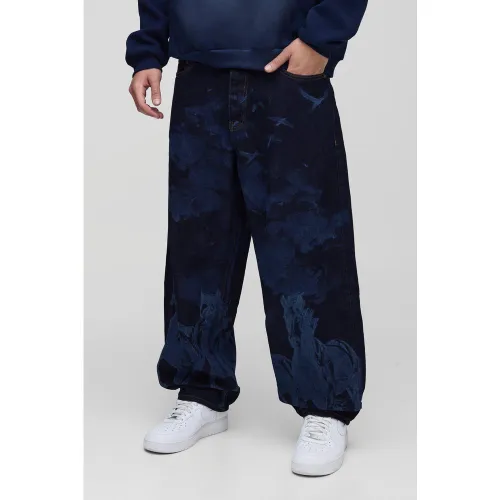 Jean bouffant à imprimé western - 28R - Boohooman - Modalova