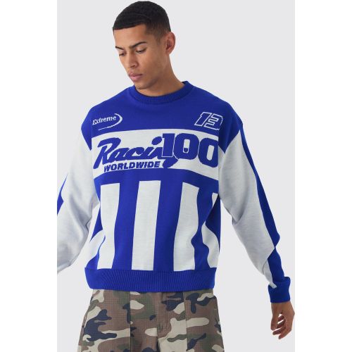 Pull oversize rayé en maille moto - L - Boohooman - Modalova
