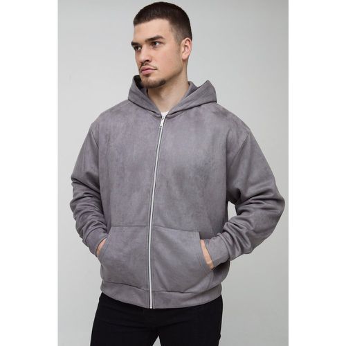 Tall - Sweat à capuche oversize zippé en faux daim homme - S - Boohooman - Modalova