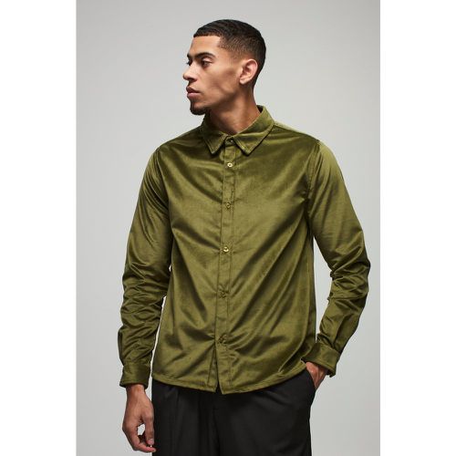 Chemise en velours à manches longues - S - Boohooman - Modalova