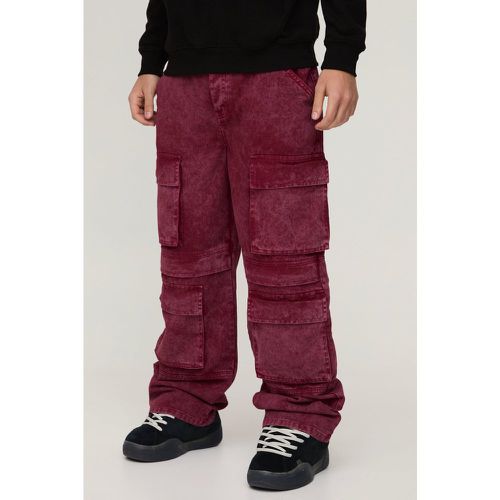 Jean Cargo Large Délavé À Poches Multiples - 34R - boohoo - Modalova