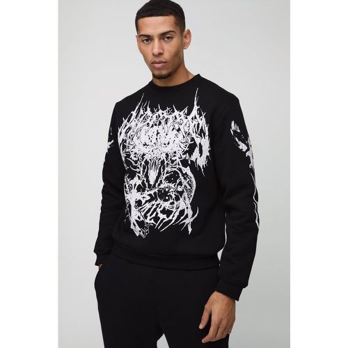 Sweat ras-du-cou à imprimé gothique homme - S - Boohooman - Modalova