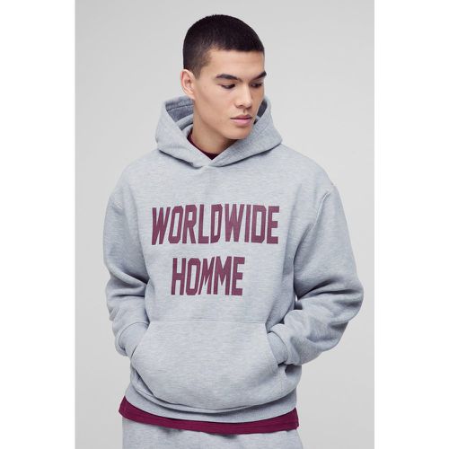 Sweat à capuche oversize à imprimé Worldwide - S - Boohooman - Modalova