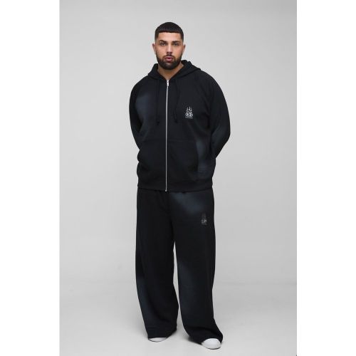Grande taille - Sweat à capuche oversize délavé à broderies raglan - XXXL - Boohooman - Modalova