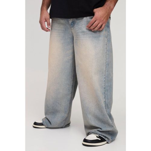Grande taille - Jean baggy délavé - 38 - Boohooman - Modalova