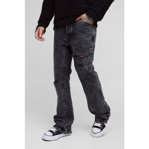 Tall - Jean flare slim délavé à taches de peinture - 40 - Boohooman - Modalova