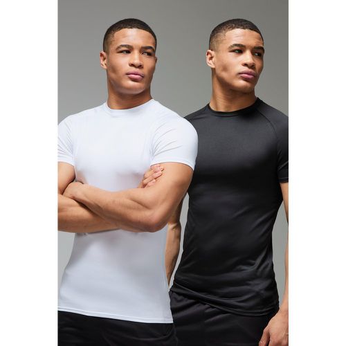 Lot de 2 t-shirts de sport légers à manches raglan - MAN Active homme - S - Boohooman - Modalova