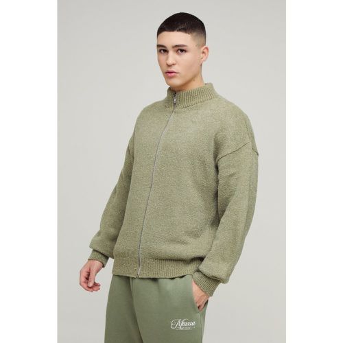 Pull large zippé en maille - S - Boohooman - Modalova