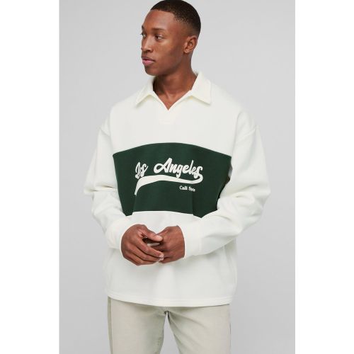 Polo de rugby oversize universitaire à slogan Los Angeles homme - L - Boohooman - Modalova
