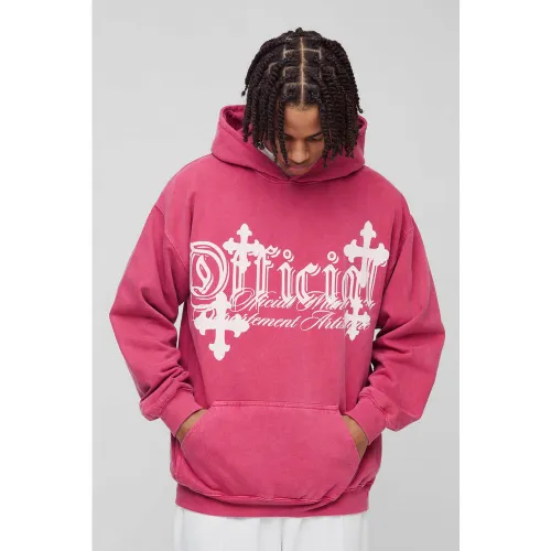 Sweat à capuche oversize à imprimé croisé - L - Boohooman - Modalova