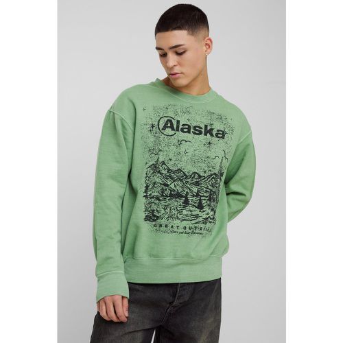 Sweat délavé à slogan Alaska homme - L - Boohooman - Modalova