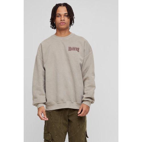 Sweat oversize délavé à imprimé western - S - Boohooman - Modalova