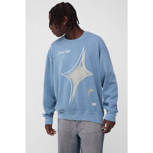 Sweat oversize délavé à imprimé nuit homme - S - Boohooman - Modalova