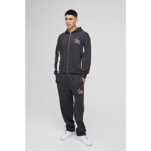 Survêtement oversize zippé à imprimé étoiles - S - Boohooman - Modalova