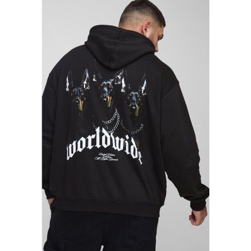 Grande taille - Sweat à capuche oversize à imprimé Worldwide - XXXL - Boohooman - Modalova