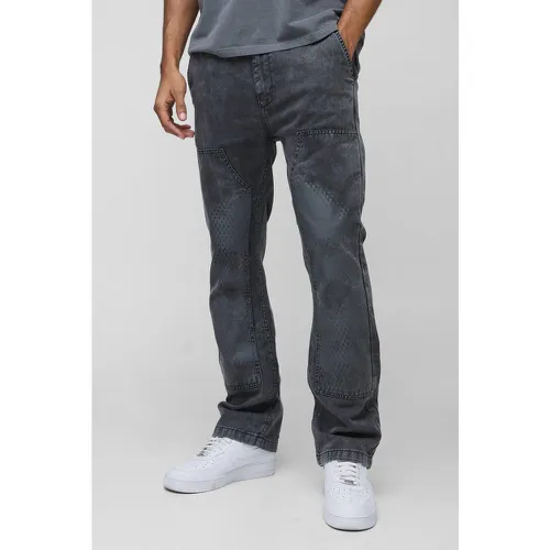 Pantalon flare délavé imprimé - 28R - Boohooman - Modalova