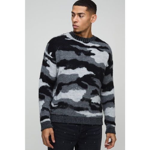 Pull oversize en maille brossée à imprimé camouflage - L - Boohooman - Modalova