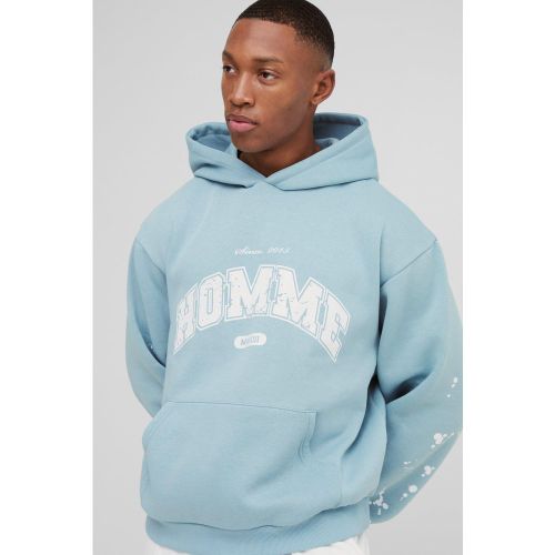 Sweat à capuche oversize à imprimé taches de peinture - S - Boohooman - Modalova