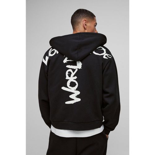 Sweat à capuche oversize zippé à imprimé graffiti - S - Boohooman - Modalova