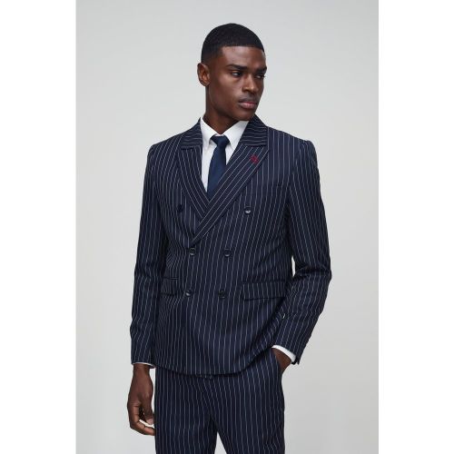Blazer croisé à rayures fines - 34 - Boohooman - Modalova