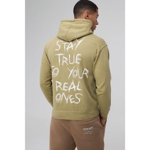 Sweat à capuche délavé à slogan Stay True - S - Boohooman - Modalova