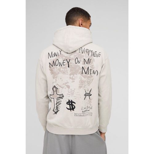 Washed Cross Renaissance Graphic Hoodie - S - Boohooman - Modalova