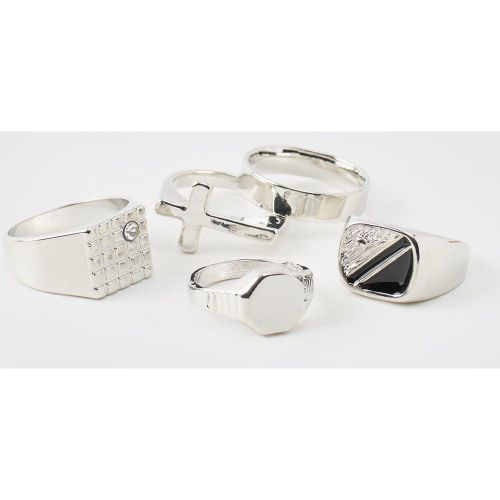 Lot de 5 bagues chevalières - ONE SIZE - Boohooman - Modalova