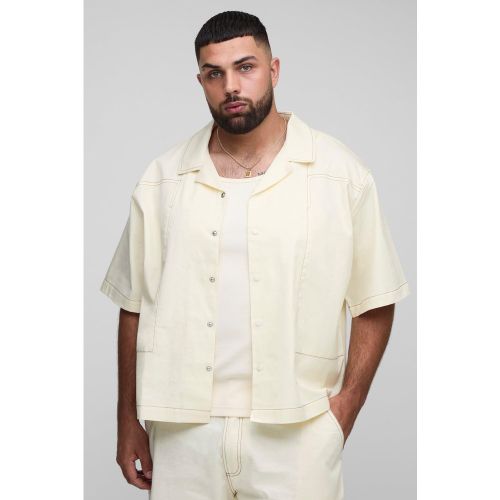 Plus Oversized Half Sleeve Contrast Stitch Shirt - 3XL - Boohooman - Modalova