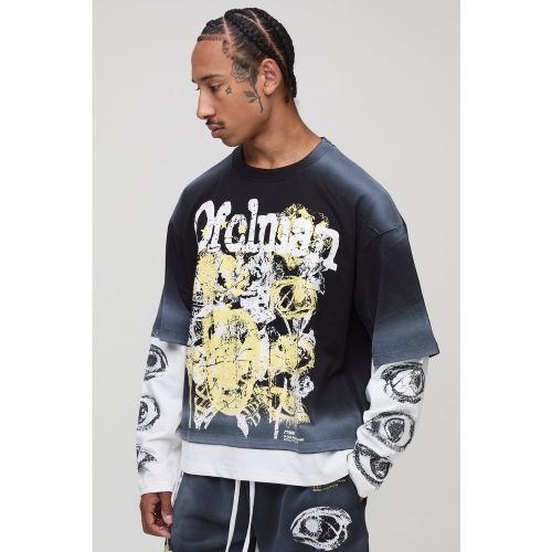T-shirt oversize délavé à manches longues - Ofcl - S - Boohooman - Modalova