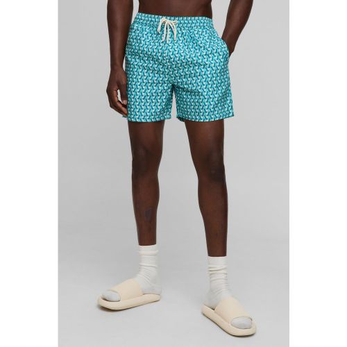 Short de bain mi-long à imprimé géométrique - S - Boohooman - Modalova