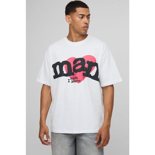 T-shirt oversize à imprimé cœur - S - Boohooman - Modalova