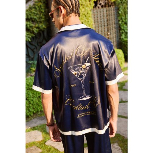 Ensemble oversize satiné à imprimé cocktail - S - Boohooman - Modalova