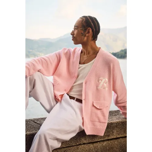 Cardigan oversize en maille à broderie - S - Boohooman - Modalova