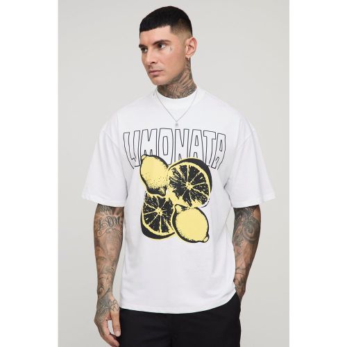 Tall - T-shirt oversize à col montant et imprimé citron - 2XL - Boohooman - Modalova