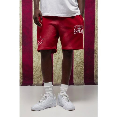 Short large délavé en jersey imprimé - S - Boohooman - Modalova