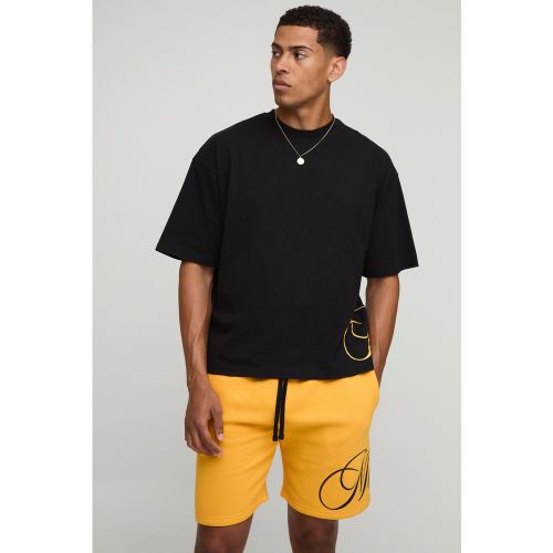 Ensemble oversize à imprimé graffiti avec t-shirt et short - S - Boohooman - Modalova