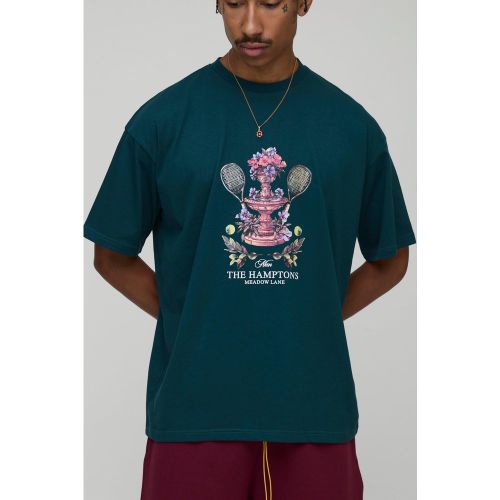 Oversized Man Script Tennis Club Graphic T-Shirt - S - Boohooman - Modalova