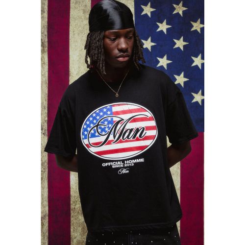 T-shirt oversize imprimé à slogan USA - S - Boohooman - Modalova