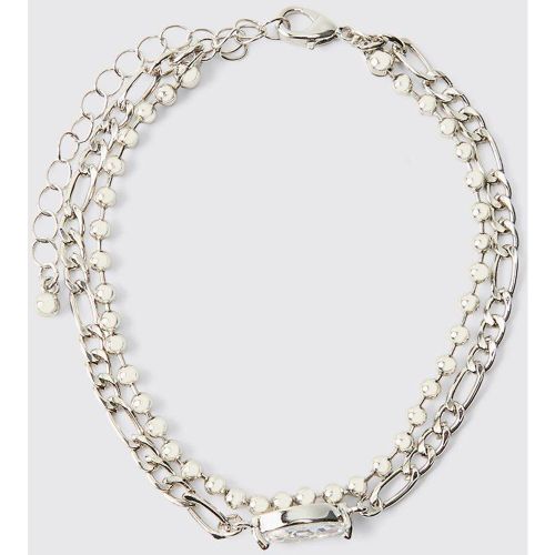 Silver Gem Layered Bracelet - ONE SIZE - Boohooman - Modalova