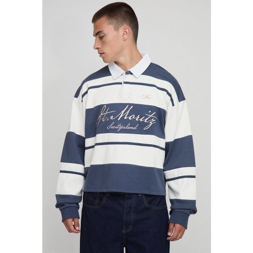 Oversized Shrunken Boxy St. Moritz Embroidered Stripe Rugby Polo homme - L - Boohooman - Modalova