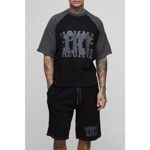 Tall - Ensemble oversize imprimé en tissu gaufré - 2XL - Boohooman - Modalova