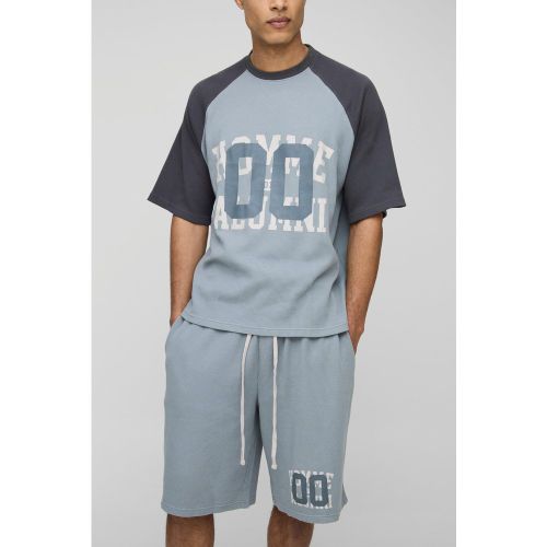 Tall - Ensemble oversize imprimé en tissu gaufré - 2XL - Boohooman - Modalova