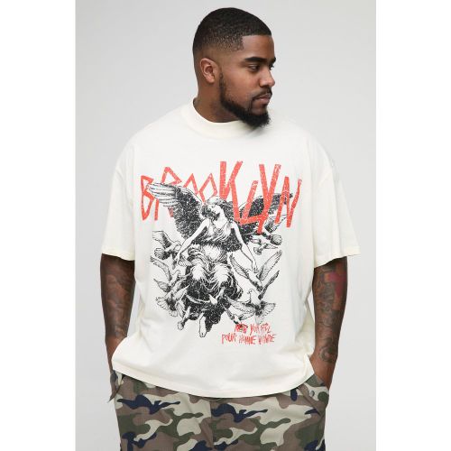 Grande taille - T-shirt oversize à col montant et imprimé Brooklyn - 2XL - Boohooman - Modalova